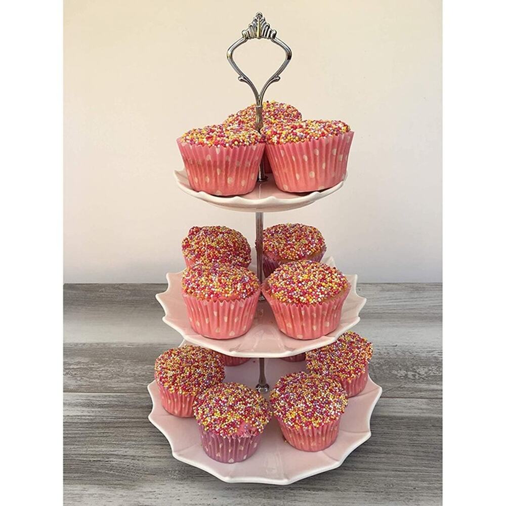 Checkered Chef 3 Tier Ceramic Serving Stand Cupcake Holder for Party and Display - Picture 2 of 12